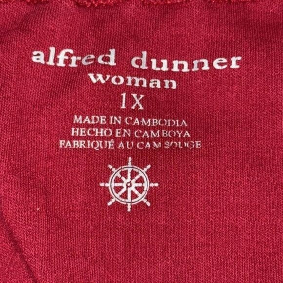 Alfred Dunner Red Short Sleeve Shirt With Anchor Bead Design Womans 1X Cotton Bl - Picture 2 of 8